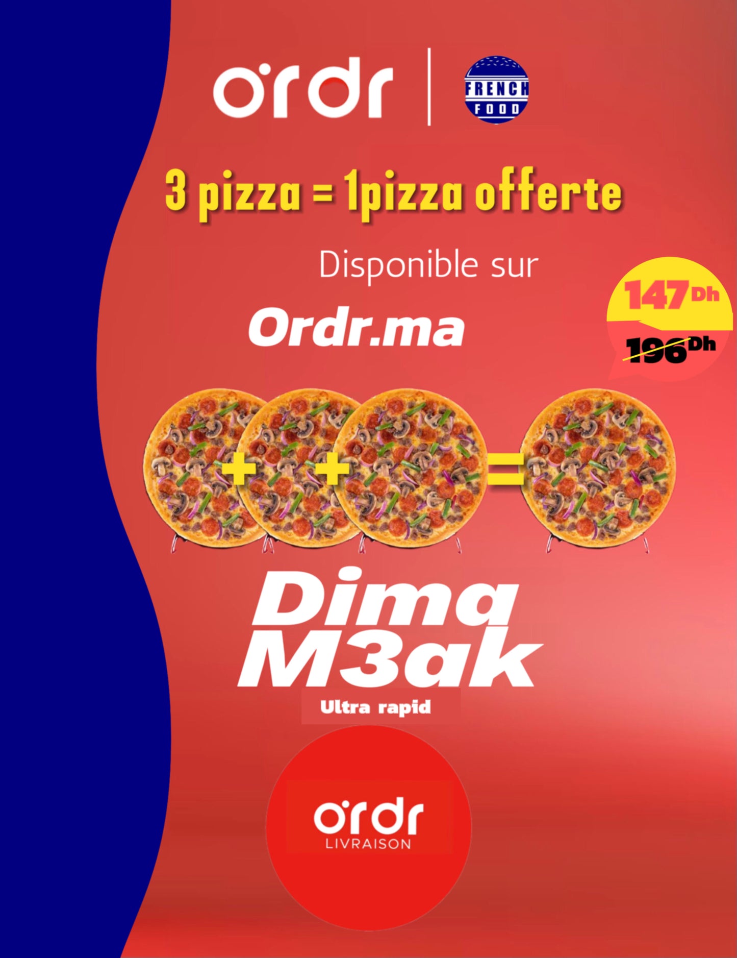 4 pizza = 1 pizza gratuite